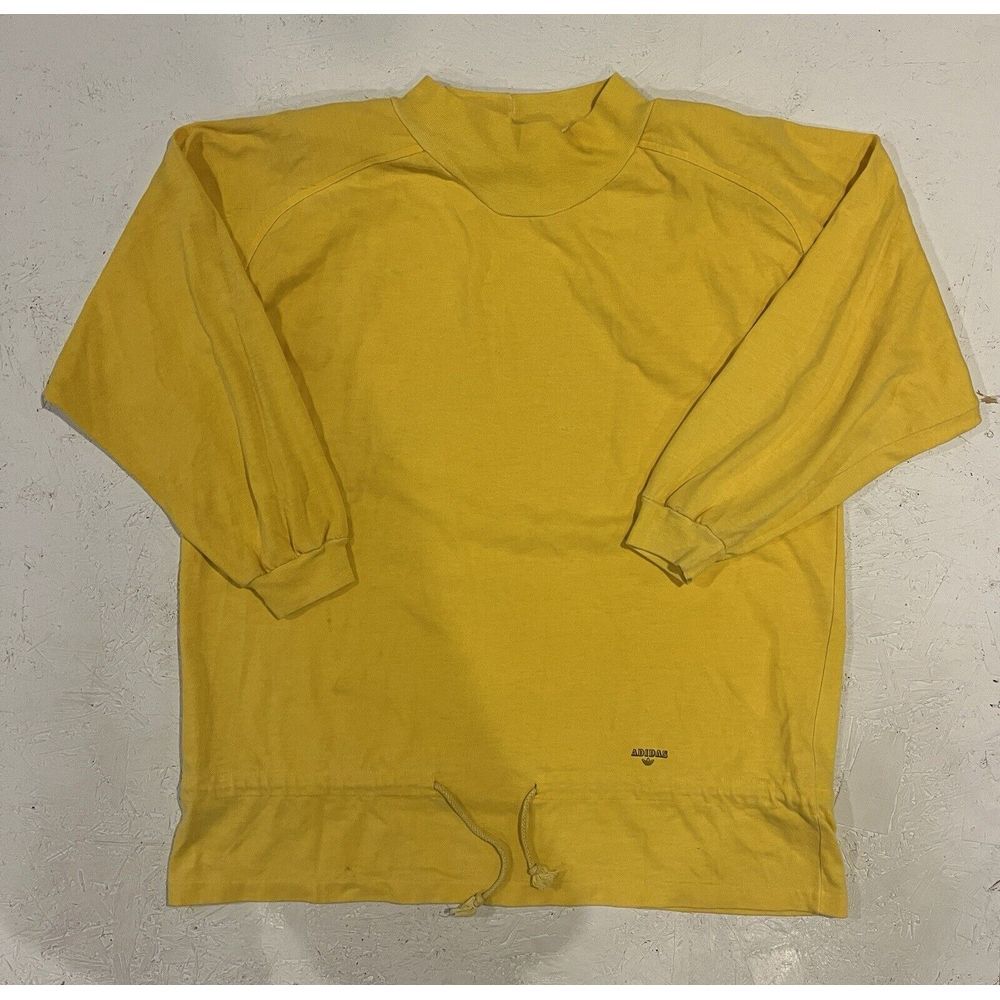 Vintage Adidas Long‎ Sleeve Sweater Pullover Yellow Mens See Measurements